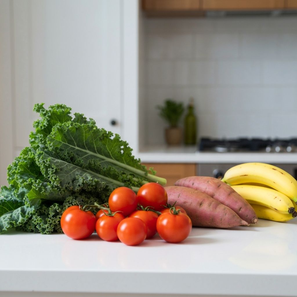 Fresh vegetables and fruits representing balanced nutrition