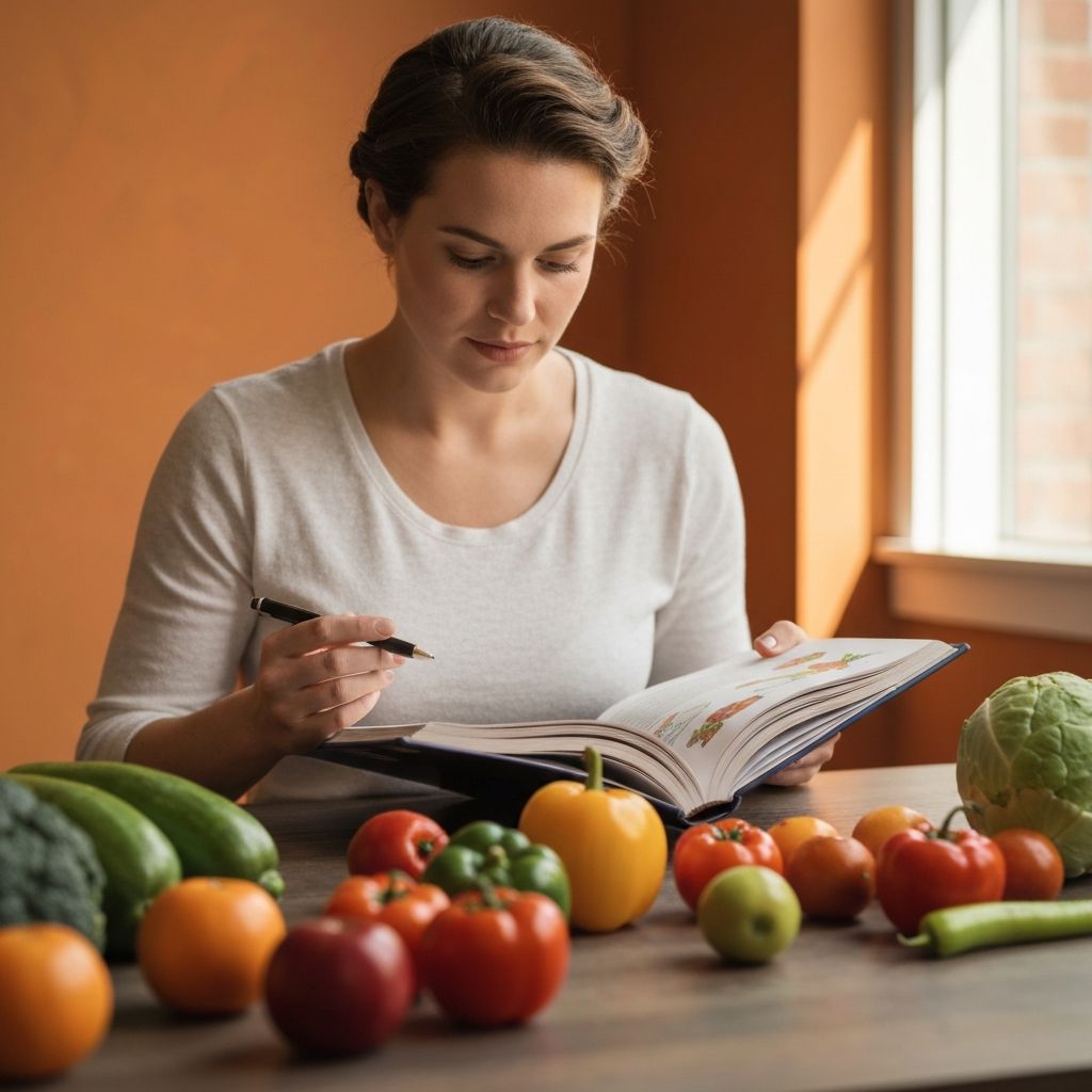 Person reading about nutrition